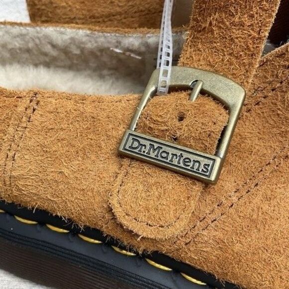 NWOB Dr. Martens Isham Brown Shearling Suede Slingback Mules Unisex Size M12/W13 main image 11